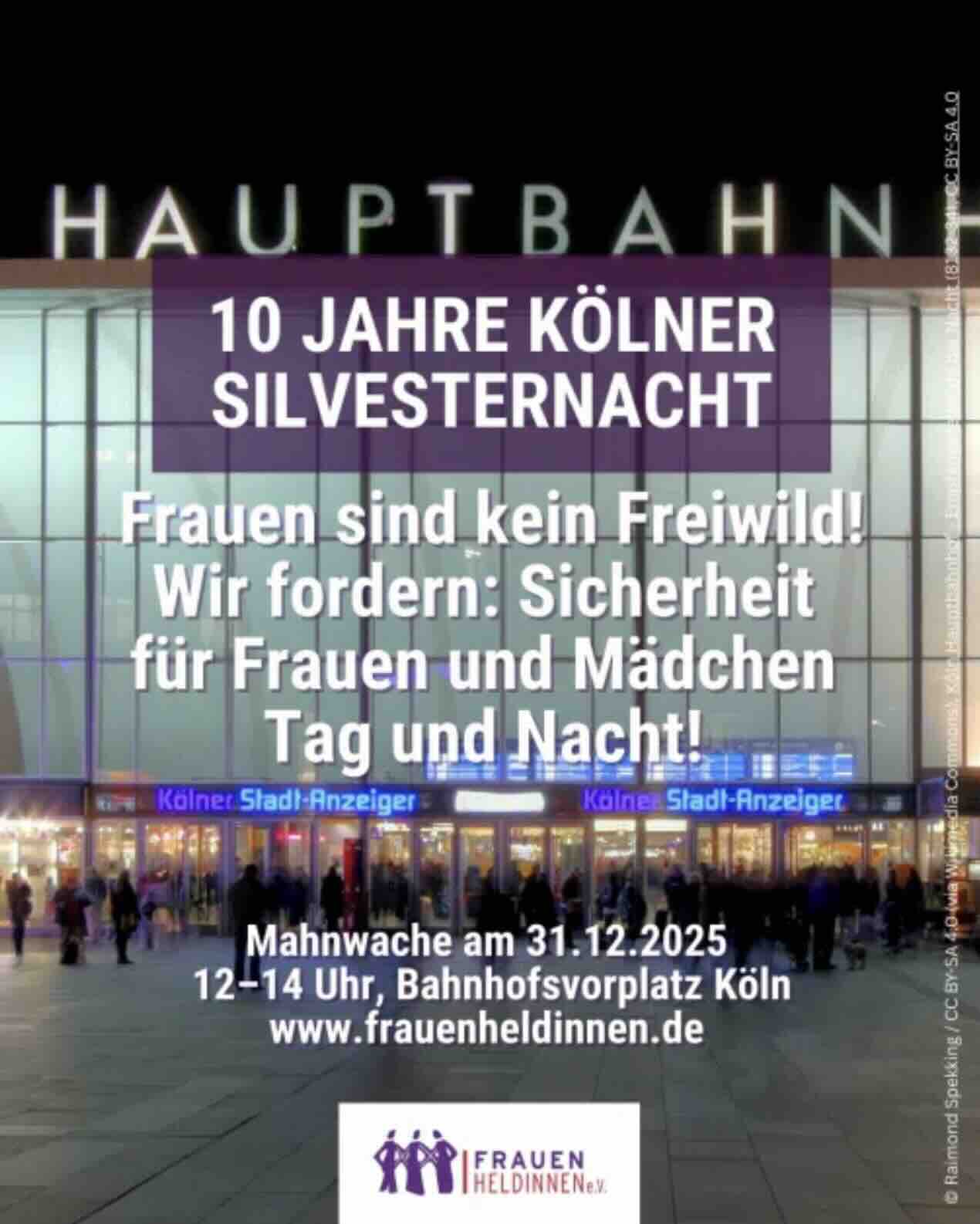 10 Jahre „Kölner Silvesternacht“ ♀︎ Schutz u. Sicherheit für Frauen