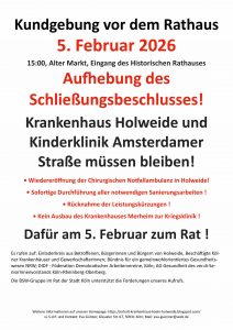 Kundgebung zum Erhalt der Krankenhäuser Holweide + Amsterdamer Straße