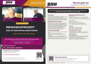 Vortrag am 16.7. zu Meinungsfreiheit: Jürgen Schütte & Andrej Hunko
